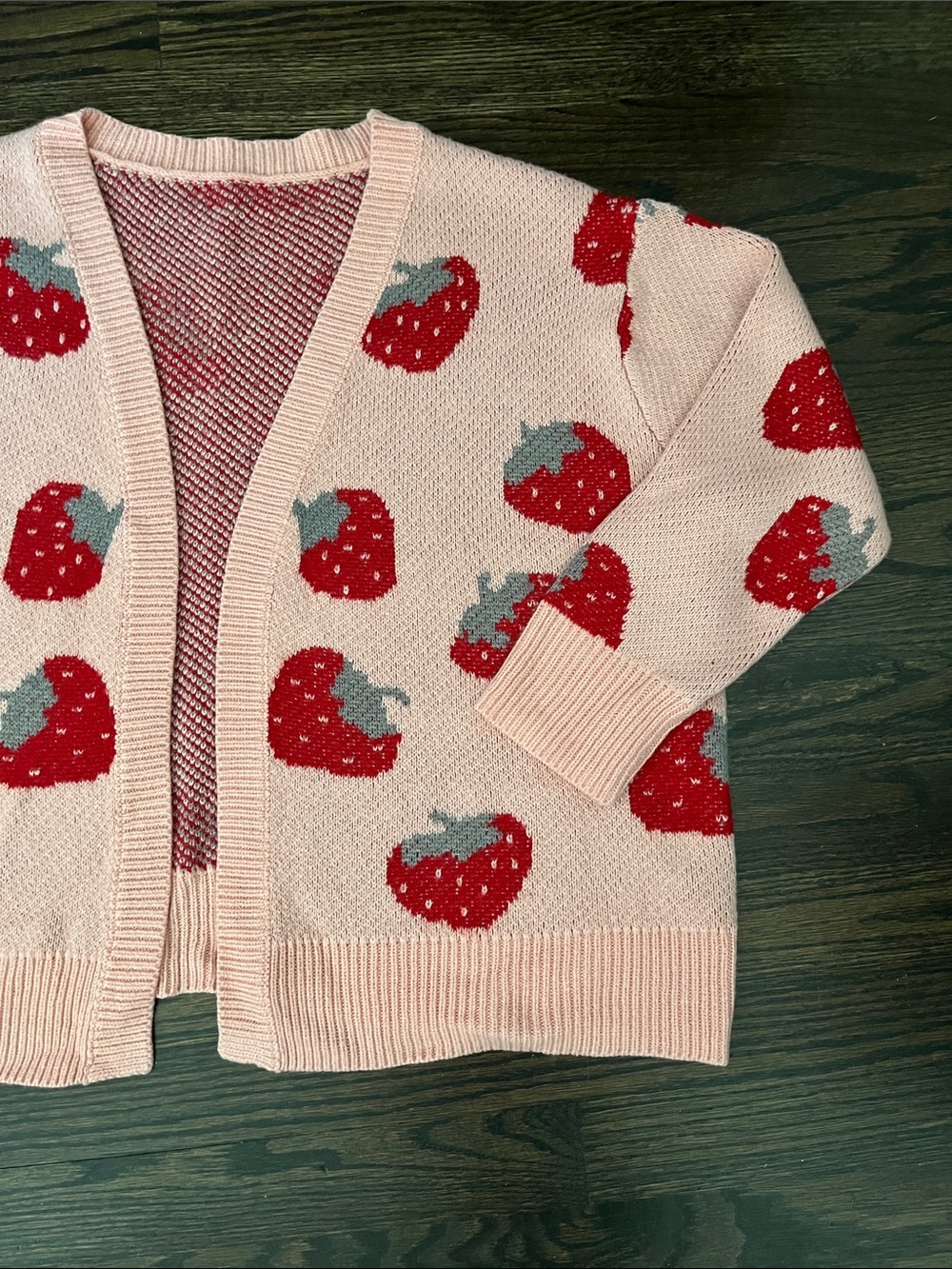 SALE 3/$15 Strawberry Cardigan size Med - Picture 2 of 5